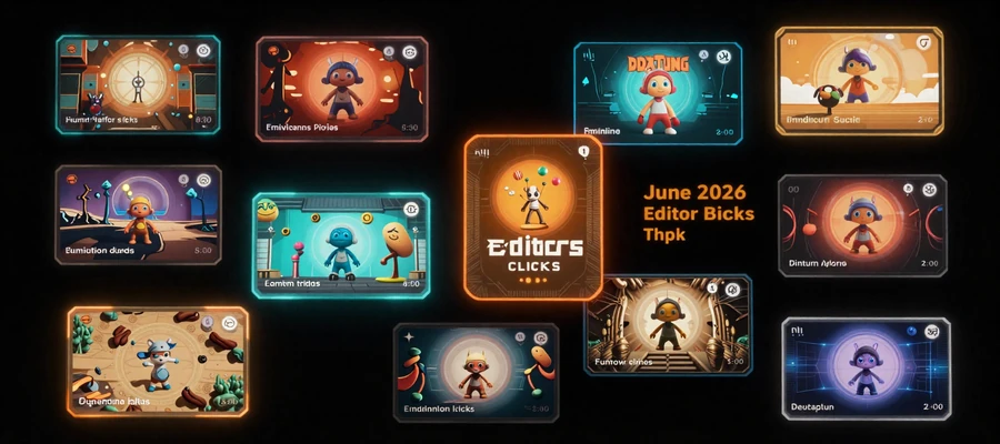 Northstar Playbook Editors' Roundup June 2026 - holographic collection of best indie game picks floating in neon environment