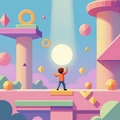 Puzzle platformer game - colorful geometric world with physics-bending character